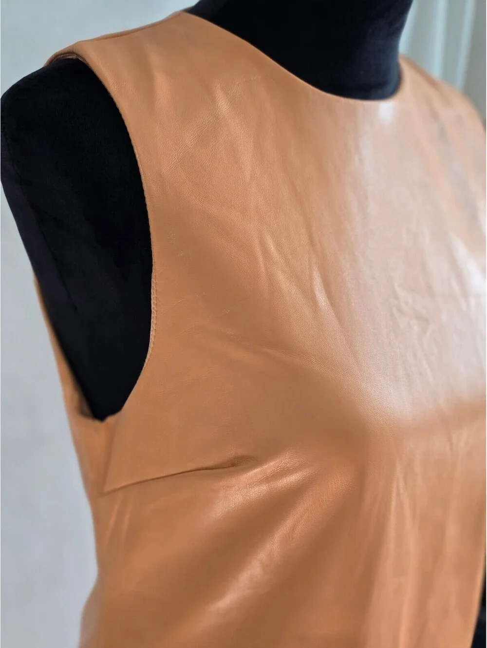 House of Harlow 1960 Peach Faux Leather Sleeveless Mini Dress Size S